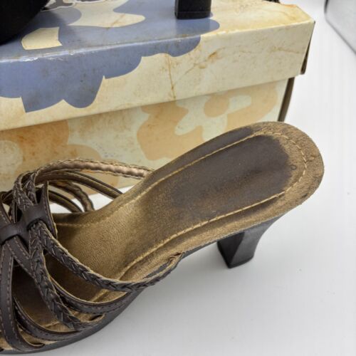 Mudd 90er hochhackige Sandalen Slipper Riemchen braun offene Zehenpartie neutral Freizeit Damen 6,5 - Bild 3 von 6