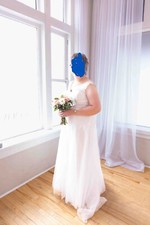 David's Bridal Beaded Bodice Tank Dress With Train Plus Size 18W 