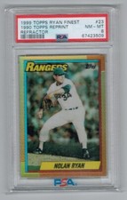 1999 Topps Finest Refractor #23 Nolan Ryan 1990 Reprint PSA 8