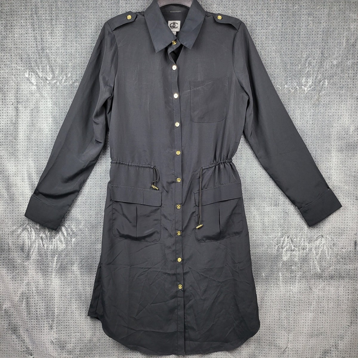 black midi dress gold buttons Knit Black Midi Dress with Gold Buttons main image 0