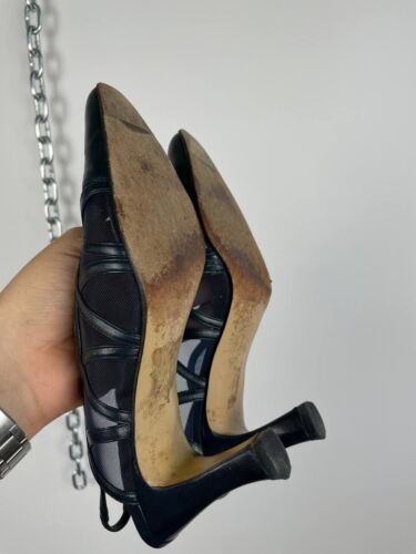 LANVIN Paris Vintage Slingback Heels Blue Leather size EU39 - Picture 8 of 10