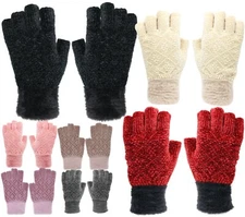 Women's Winter Chenille Fingerless Gloves