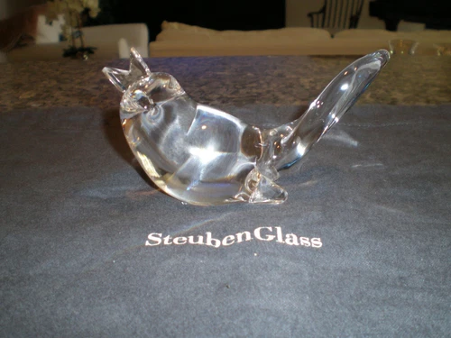 Steuben Glass 5.25" Songbird - Sparrow - Finch - Hummingbird - Signed - Ex Cond