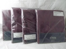4 NEW JCPenney Scarsdale Burgundy Design Unlined Pole Top Panels Drape 40" x 84"