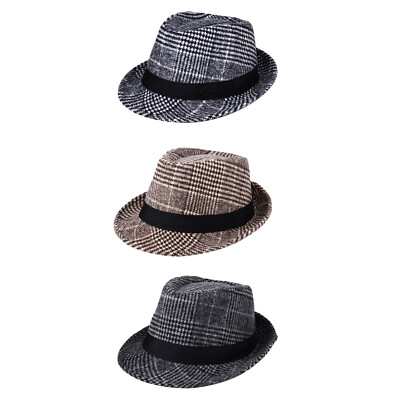 Classic Men's Short Brim Cotton Gangster Gentleman Fedora Hat Panama Trilby  Cap