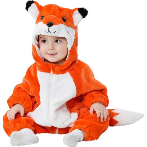 Unisex Baby Animal Costume Winter Flannel Hooded Jumpsuit Halloween Size 13-18 M - Picture 5 of 8