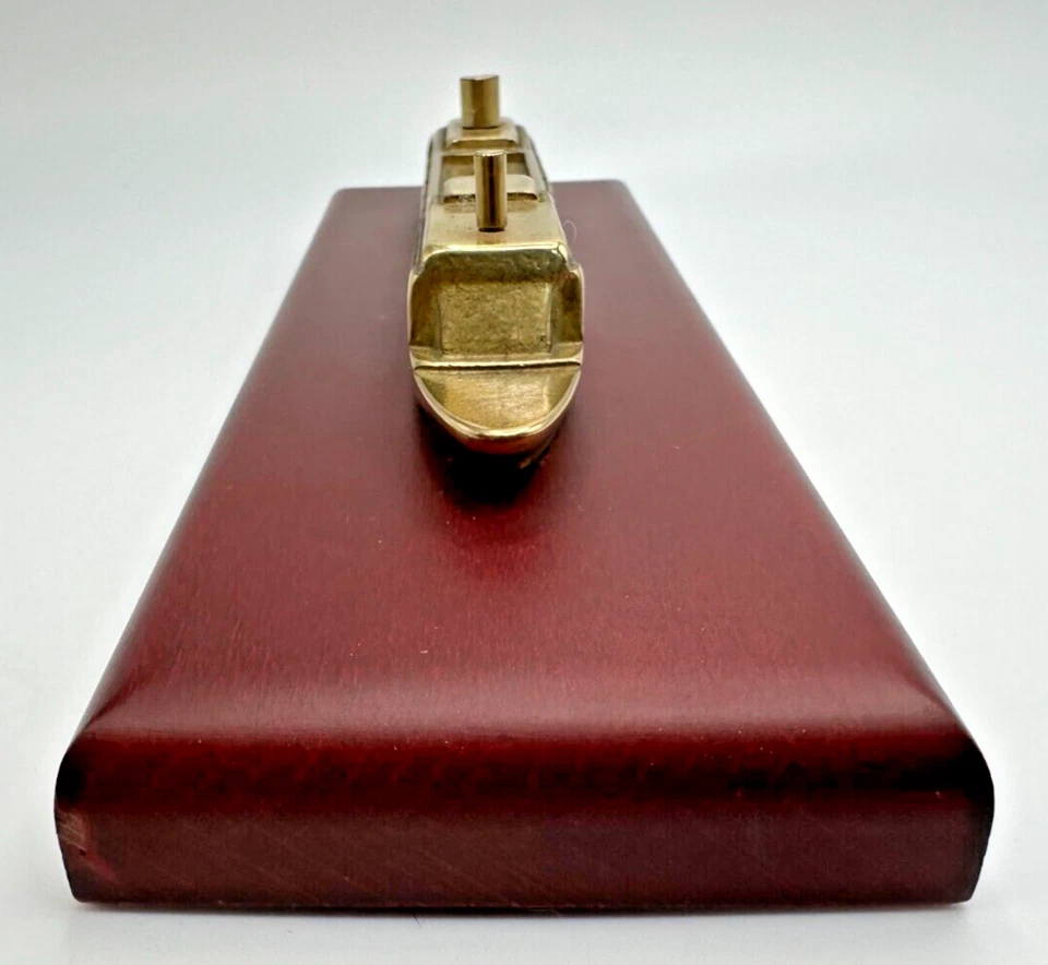 VTG RARE BRASS & WOOD BASE DESK MODEL ITALIAN CRUISE SHIP BOAT COSTA ALLEGRA - Image 4 of 4