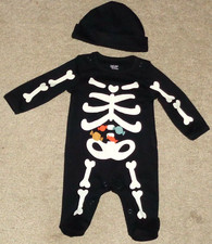 Just One You Baby Boys Girls Skeleton Costume Romper Hat Newborn NEW