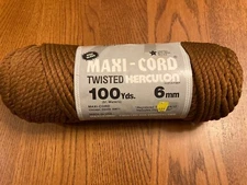 MAXI-CORD Twisted HERCULON Macrame Brown Cord 100 Yards 6mm NEW Vintage