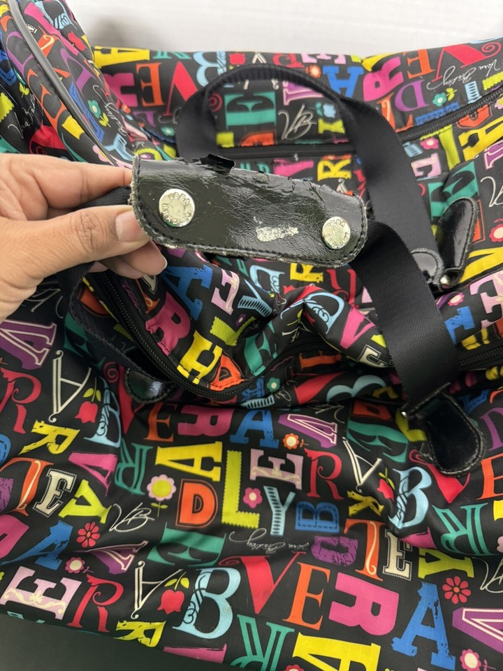 Vera Bradley Rolling Travel Pull Wheeled Duffel Bag Bright Letters