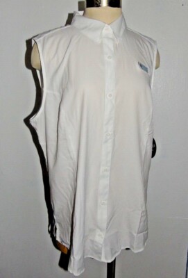 RealTree Fishing  Top Technical Women's XXL White button down Sleeveless NEW