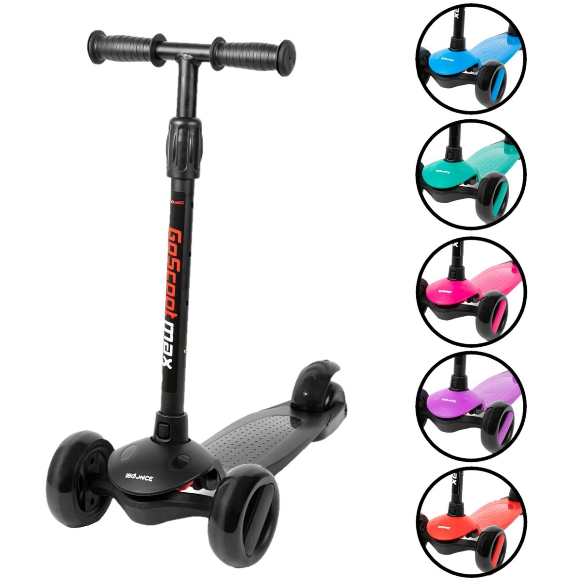 NASCOキュシュドロアー新品 New Bounce GoScoot Max Scooter for Kids, 3 Wheel Kick Scooter