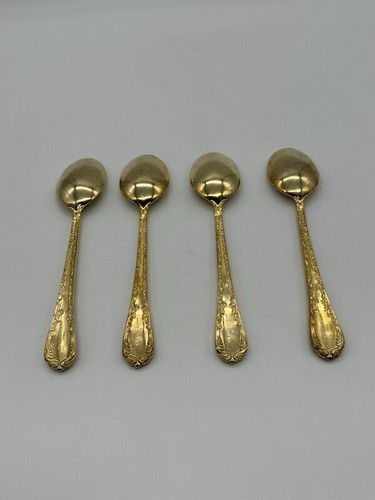 Set of 4 Wm Rogers & Son Enchanted Rose Gold Electroplate Oval Soup Spoons - Picture 3 of 10