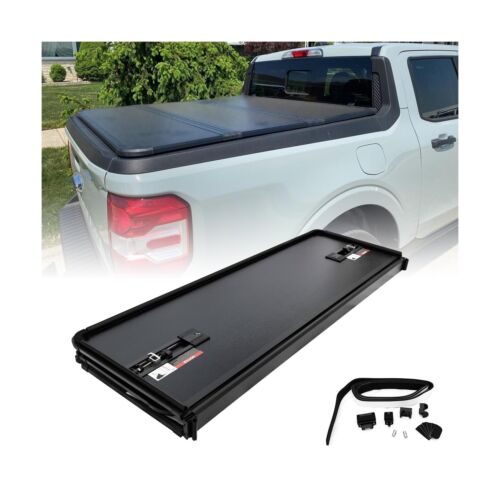 PENSUN 4.5FT Hard TriFold Pickup Truck Bed Tonneau Cover with LED
