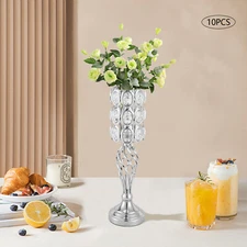 10PCS Silver Vases Wedding Centerpieces Flower Stand Table Decor Flower Vase