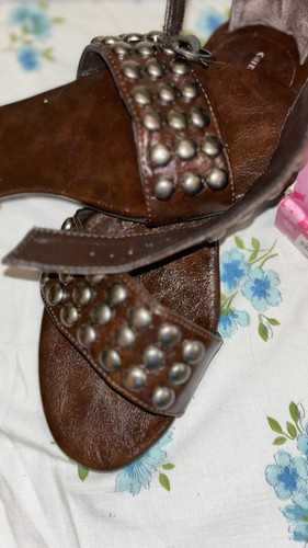 Chinese Laundry Womens Boho Wrap Sz8 New 89$ Brown Leather Gold Rivets Macys - Picture 6 of 7