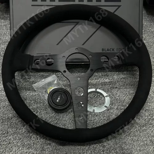 MOMO prototipo P5 Black Edition 350mm 14' Suede Leather Sport Steering Wheel - Foto 2 di 6
