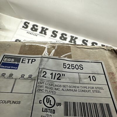 EGS ETP 5250S 2-1/2'' EMT Coupling New. Box Of 10