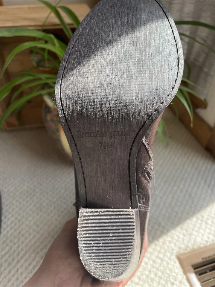 ENZO ANGIOLINI Italia 7.5 MUJERES Botas CUERO MARRÓN Hebilla HASTA LA RODILLA Foto 4 de 4