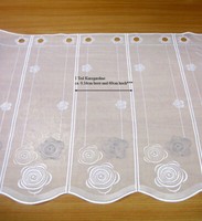 Kurzgardine Mit Stickerei, Weiß-Champagner-Taupe Nach Maß Ca. 60Cm Hoch