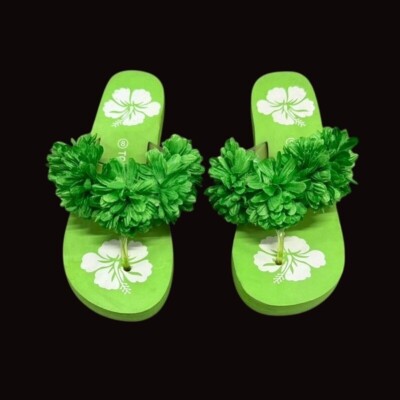 Vintage Y2K Top Moda Lime Green Flip Flop Thong Summer Kitten Slip