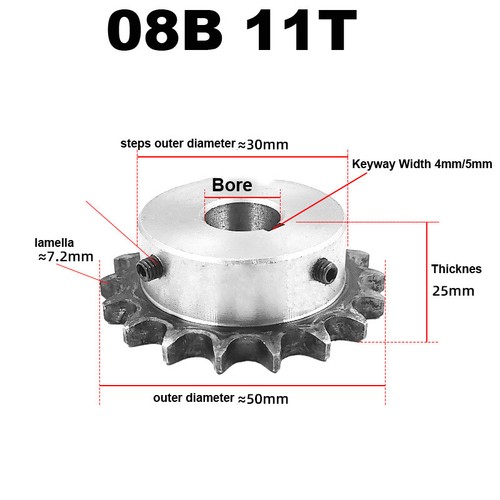 #40 Pignone trasmissione catena 10-32 denti foro 10-40 mm passo 1/2" 12,7 mm per catena 08B - Foto 10 di 28