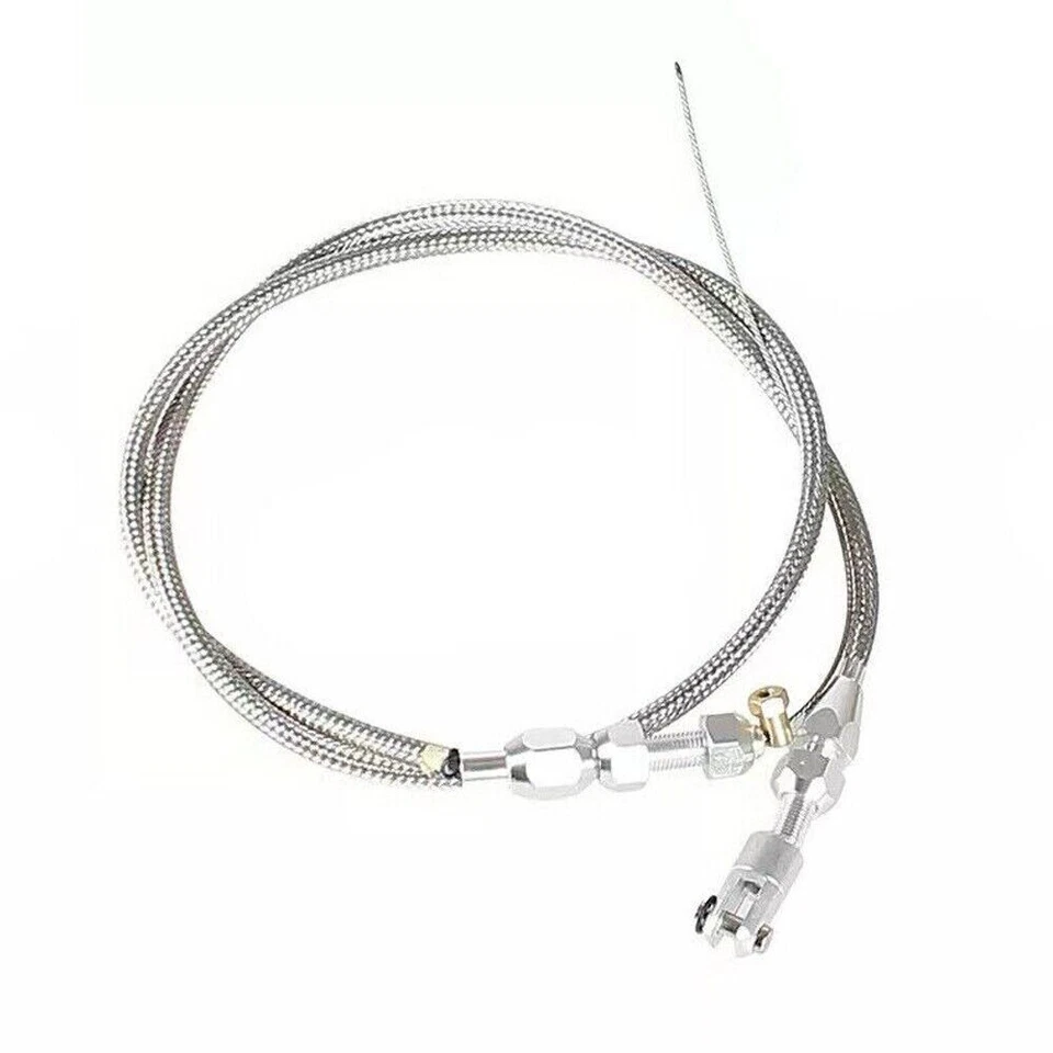 36" Car Universal Braided Throttle Cable Kit Fuel Line Stainless Steel Gas Cable — 第 3/4 张图片