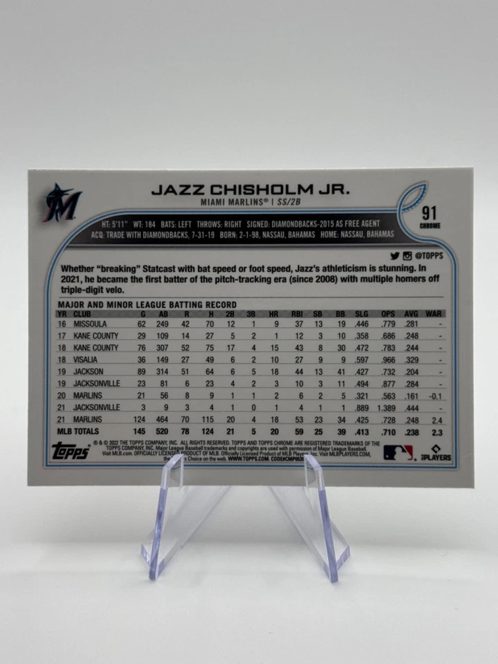 2022 Topps Chrome #91 JAZZ CHISHOLM JR. | X-Fractor - Image 2 of 2