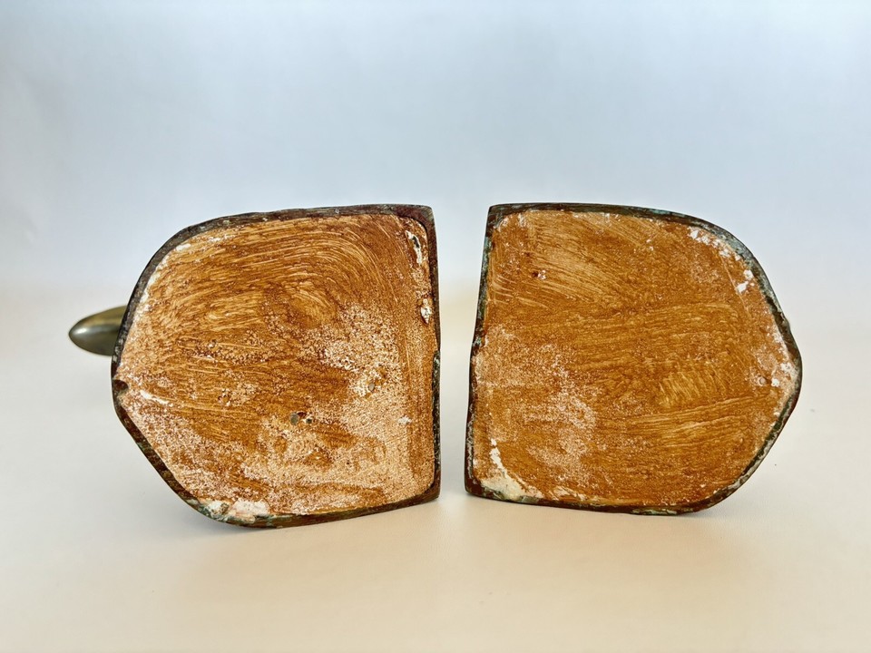 Vintage Brass Plated Ducks Heads Bookends Figures Set Of 2 Heavy 9.5