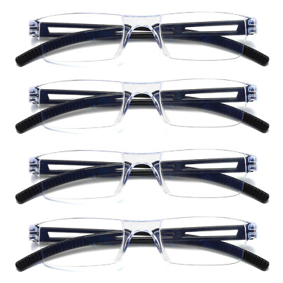 4PK Men Women Blue Light Blocking Reading Glasses Rimless Unisex Computer Reader