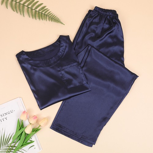 Damen Kurzarm Seide Pyjama Set Weich Satin Nachtwäsche Homewear Nachtwäsche USA - Bild 10 von 15