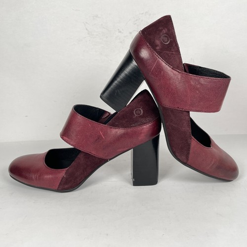 Born Motola Stacked Heel Mary Jane Pumps Womens Size 8 M Burgundy Leather Shoes - Picture 8 of 10