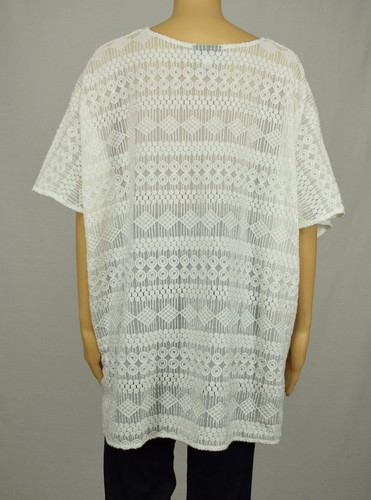 Alfani Womens White V-Neck Textured Lace Poncho Blouse Top M XL - Picture 4 of 4