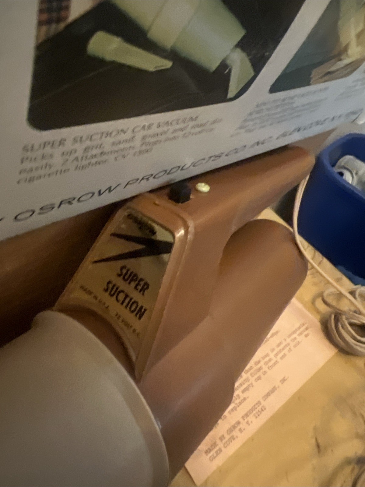 Vintage OSROW SUPER SUCTION CAR VACUUM in ORIGINAL BOX Brown