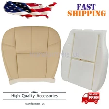 Driver Side Bottom Seat Cover Tan & Foam Cushion For 2007-2014 Chevy Silverado