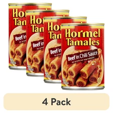(4 pack) HORMEL Beef Tamales in Chili Sauce, Shelf-Stable, 15 oz Steel Can