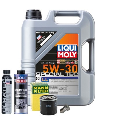 Motoröl 5W30 LIQUI MOLY 5L+MANN Ölfilter+Spülung+Cera Tec+Ölablassschraube