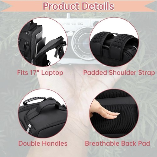 Mochila para cámara grande, impermeable bolsa para cámara sin espejo y DSLR, bloqueo TSA - Imagen 4 de 7