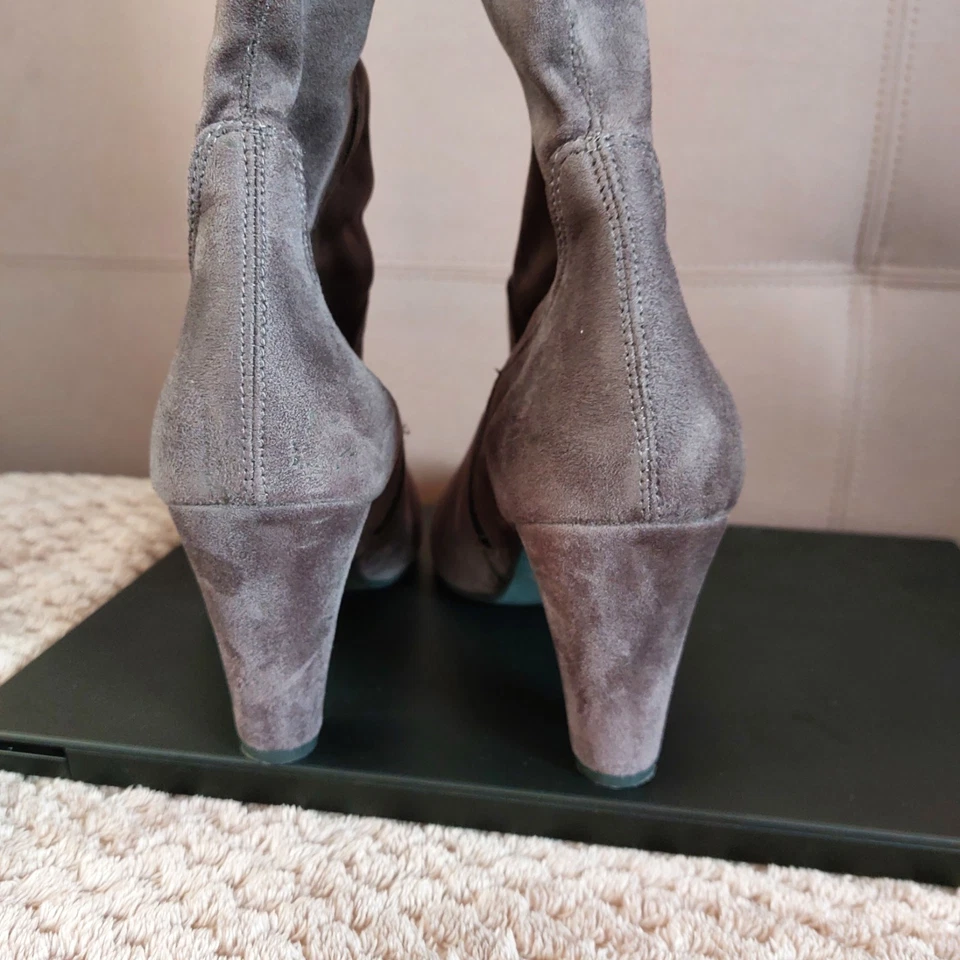Stiefel kniehoch Stretch Grau Gr. 41  Faux-Velour-Wildleder 😃 Must Have - Bild 4 von 4