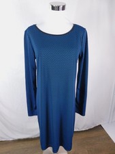 Tommy Hilfiger Dress Womens Medium Blue Geometric Long Sleeve Sheath Knit Work