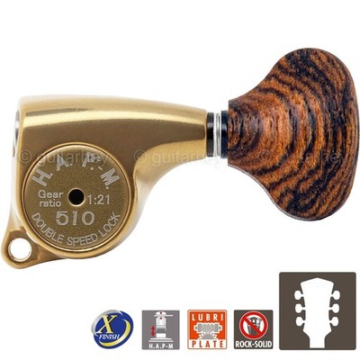 NEW Gotoh SGL510Z-RL5 HAPM 1:21 Locking Set L3+R3 Adj Height 3x3 ANTIQUE X-GOLD