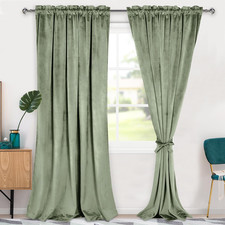 Hiasan Velvet Curtains 96 Inches-Blackout Thermal Insulated Solid Soft Curtains