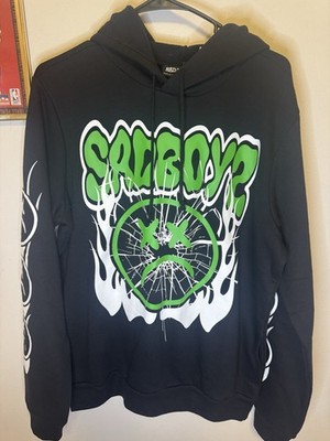 New Sad Boyz Hoodie Mens Medium Black Graphic Streetwear Y2K Emo Skater Goth NWT