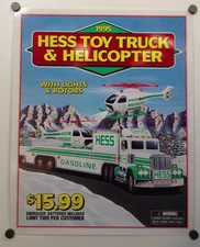 1995 Hess Store Toy Truck & Helicopter Advertising Sign