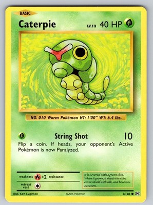Caterpie 3/108 Common Evolutions Pokemon Lightly Played