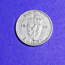 NORWAY 1953 - (50 ORE  15 SKILLING ) CIRCULATED BETTER CONDITION KM#402 BUY-IT!!
