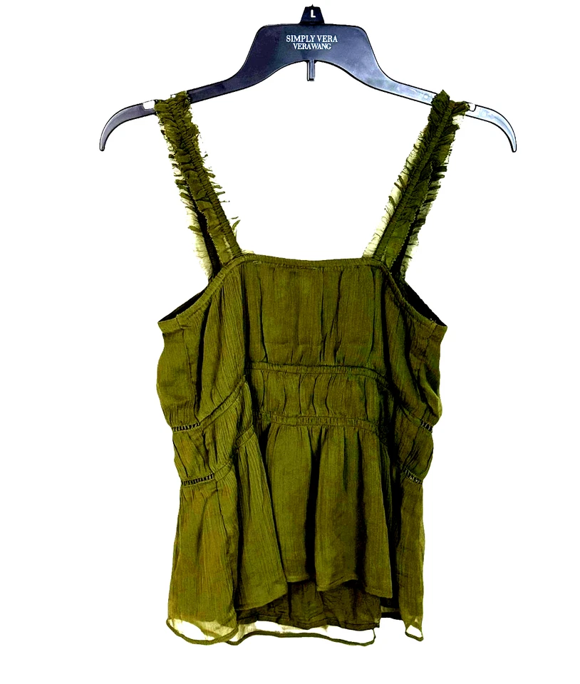 Old Navy womens tank top size M green babydoll forest fairy chiffon romantic NWT — 第 3/4 张图片