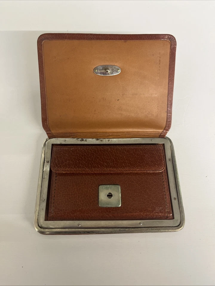 Estuche para tarjetas de cuero vintage Emil Brock Berlin - Porta documentos alemán de mediados de siglo Foto 2 de 4