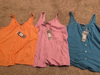 Lot Of 3 Ladies Size Small Natural Reflections Coastline Button-Down Tank NWT
