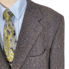 Ticknors Blazer Men 48R Blue Brown Sabbia Tweed Tallia Uomo Wool Italy Jacket